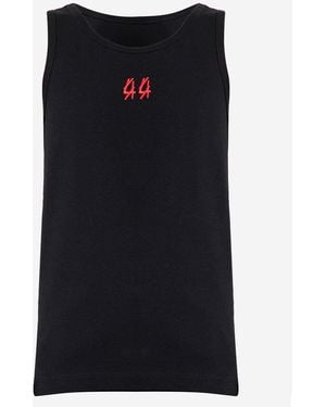 44 Label Group Geripptes Tanktop aus Stretch-Baumwolle - Schwarz