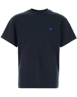 Jil Sander T-Shirt mit gesticktem Logo - Blau
