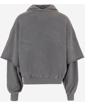 Cultura Cotton Hoodie Con Maniche A Strati - Grigio