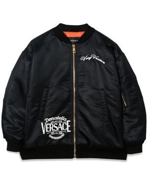 Versace Mini Embroidered Bomber Jacket - Black