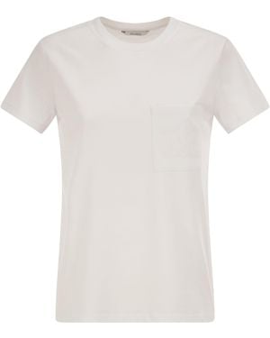 Max Mara Papaia T-Shirt aus Baumwolljersey - Weiß