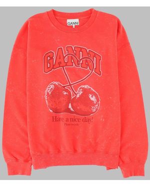 Ganni Organic Cotton Sweatshirt - Pink