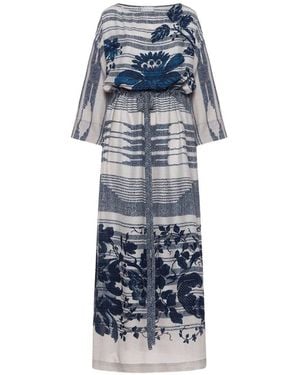 Pierre Louis Mascia Bedrucktes Seidenkleid von - Blau
