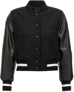 Givenchy Cropped Wool Bomber Jacket - Women's - Cotton/leather/polyamide/viscosewool - Black