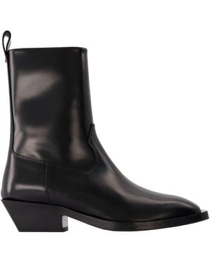 Aeyde Luis 35 mm Bloc d'orteil carré en coque à talons en cuir - Noir