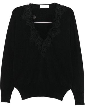 ERMANNO FIRENZE Wool V Necked Sweater - Black