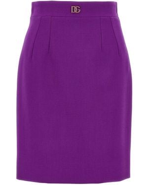Dolce & Gabbana Double Wool Crêpe Midi Skirt - Lila
