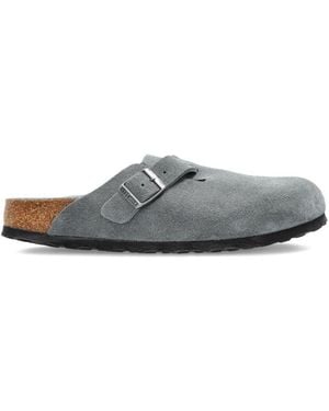Birkenstock Boston Suede Leather Slippers - White