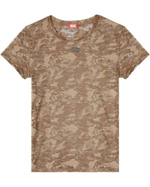 DIESEL Camouflage Print T-Shirt - Natural
