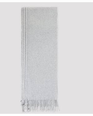 Brunello Cucinelli 100% Silk Scarf - White