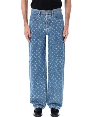 Marine Serre Moon Laser Blue Baggy Denim Jeans