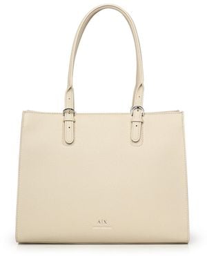ARMANI EXCHANGE Ivory Double Handle Bag - Natural