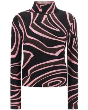 PUCCI Rollkragenpullover aus Wolle mit -Print - Schwarz