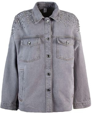 Liu Jo Denim Jack Verfraaid Met Kristallen - Grijs