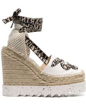 Stella McCartney Stella Mc Cartney Blue Intarsia Strickkeil flache Schuhe - Natur