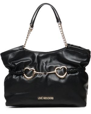 Love Moschino Hearts Tote Bag With Chain Handles - Black