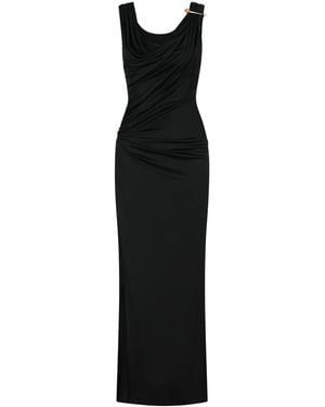 Versace Long Dress With Decorative Safety Pin - Black