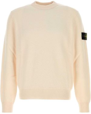 Stone Island Ivory Virgin Wool Jumper - Natural