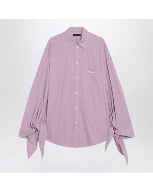 Balenciaga Plum Striped Cotton Shirt - Purple