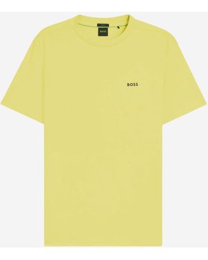 BOSS Stretch Cotton T Shirt With Logo - Yellow