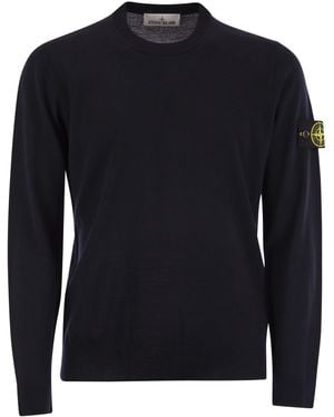 Stone Island Round Hals -Jumper mit geprägter Nähten - Blau