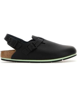 Birkenstock Black Leather Tokyo Slippers