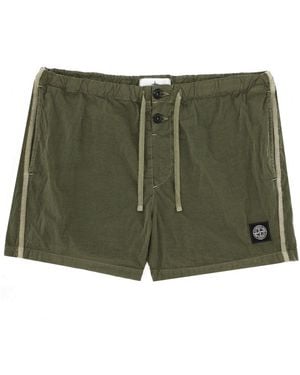 Stone Island Swimsuit With Logo Patch Polyamide Swim Shorts - Green