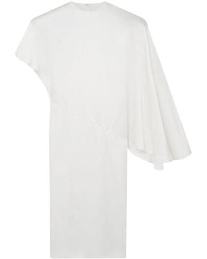 Stella McCartney Padded-Shoulder Asymmetric Midi Dress - White