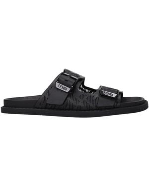 サンダル Fendi Black Leather Slippers Fendi Roma Leather Slides Leather Black | Fendi
