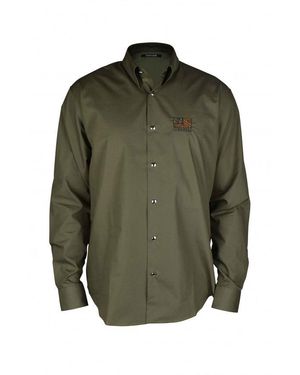 Roberto Cavalli Animal Patchwork Embroidered Khaki Shirt - Green