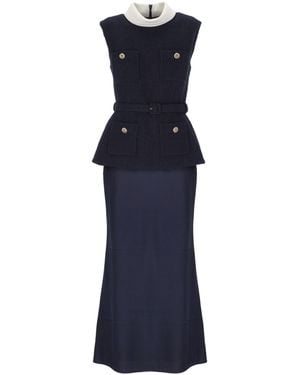 Self-Portrait Sleeveless Long Dress - Blue