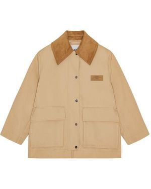 Ganni Twill Midi Jacke - Natur