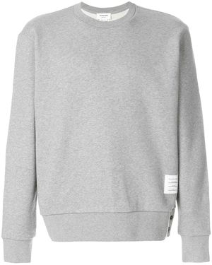 Thom Browne Pullover mit Rundhalsausschnitt und RWB-Streifen in der Mitte hinten im klassischen Loopback - Grau