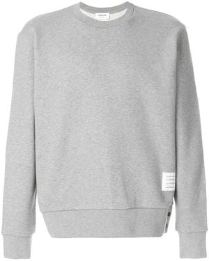 Thom Browne Trui Met Ronde Hals En Rwb-streep Middenachter In Klassieke Loopback - Grijs