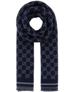 Gucci Gg Jacquard Scarf - Blue