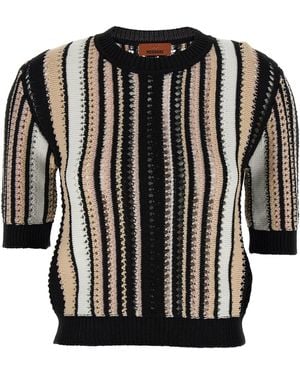 Missoni Gestreepte Gehaakte Trui - Zwart