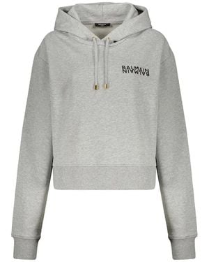 Balmain Logo Hoodie - Grey