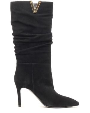 Via Roma 15 Curled Boots 3/4 V - Black