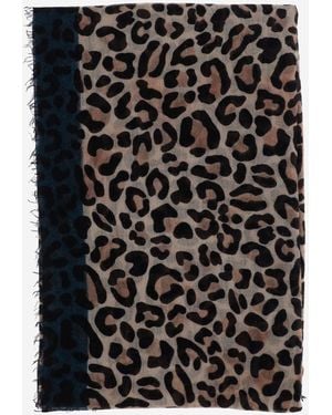 Faliero Sarti Maila Cashmere Scarf Met Leopadrata -patroon - Zwart