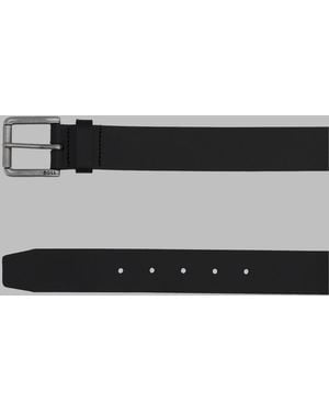BOSS Leather Belt With Buckle - Metallic