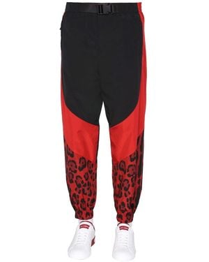 Dolce & Gabbana Jogging Trousers With Animal Print - Red