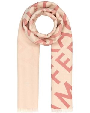 Ferragamo Salvatore Embroidered Wool Blend Reversible Scarf - Pink