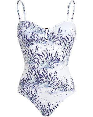 Vilebrequin Femmes Maillot De Bain Une Pièce Imprimé Lavande Et Décolleté En Coeur - Bleu