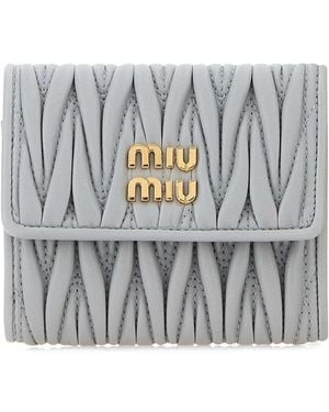 Miu Miu Pastel Light Leather Wallet - Grey