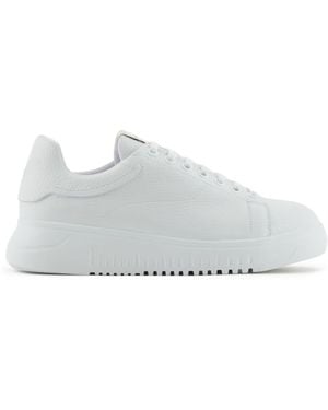 Eclat Jewels Leather Logo Trainers with Lace-Up Front - White