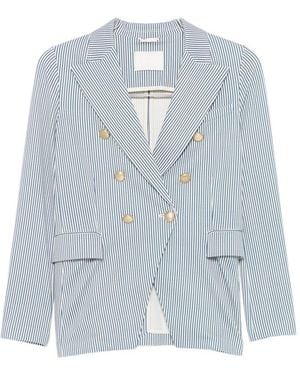 Circolo 1901 Striped Double Breasted Jacket - Blue