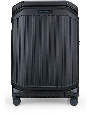 Piquadro Medium 4-Wheel Trolley With Front-Middle Open Compartments For - Black