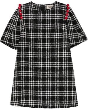 ALESSANDRO ENRIQUEZ Checked Short Dress - Black