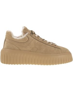 Hogan H Stripes Nubuck Trainers - Natural