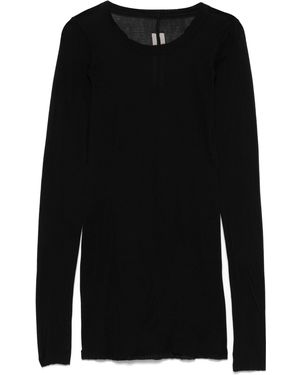 Rick Owens Schwarzer, gerippter Langarmpullover